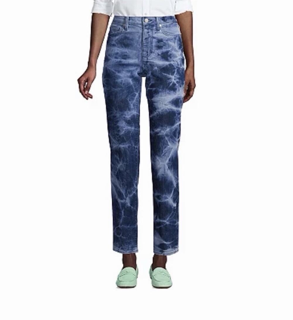 Land's End High Rise Straight Leg Ankle Jeans Tie Dyed Women’s 6